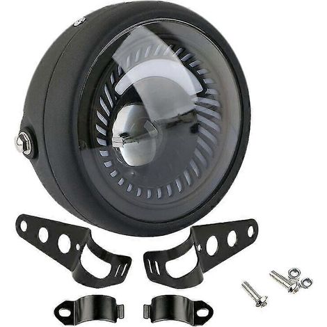6,5-Zoll-LED-Spiralscheinwerfer in Weiß mit Seitenhalterung für Cafe Racer Bobber Motorräder