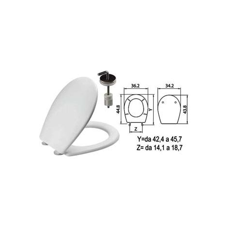 Abattant WC en matériau thermodurcissable "Sebino" blanc. Charnières en acier inoxydable H057