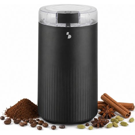 BEPER P102ROB120 Macina Caffè Elettrico 200W, Macinacaffè con Lame in Acciaio Inox, Capacità 60 g, per Chicchi di Caffè, Spezie e Semi, Nero (1/5)