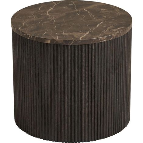 Ida Couchtisch Eckentisch Ø45cm Marmor Dekor braun.