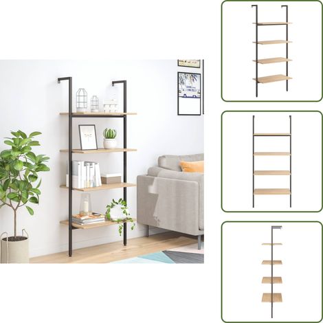 Scaffale per ufficio - vidaXL Scaffale Pendente 4 Livelli Marrone Chiaro e Nero 64x35x152,5cm - Scaffale per soggiorno