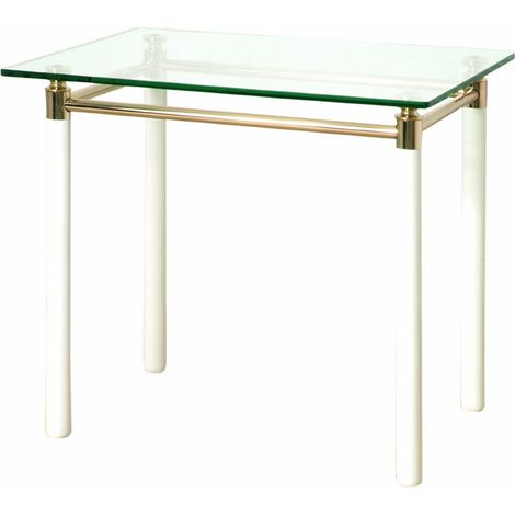Table d'appoint en tube d'acier Coloris Blanc-doré- L60 x P50 x H54 cm