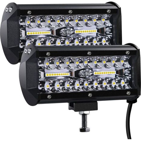 Phare de Travail LED 12V 300W 7'' - Projecteur LED Étanche IP67, Puissant Éclairage Spot et Flood pour Voiture, Camion, Tracteur, SUV, Bateau (Lot de 2) (1/4)