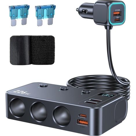 Multi Prise Allume Cigare 12V/24V, Chargeur Voiture USB 226W (1/5)