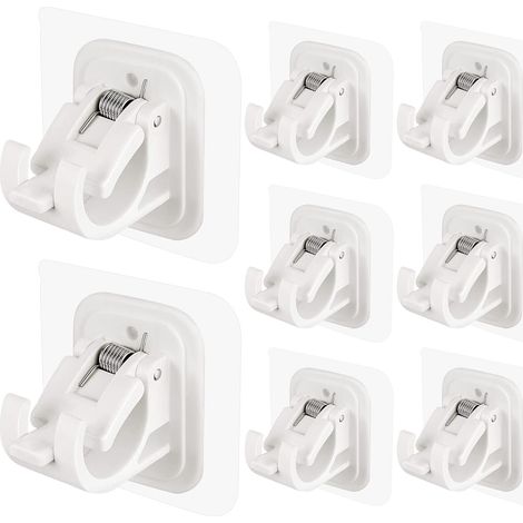 Lot de 10 supports de tringle à rideaux, fixations adhésives, sans clous, crochets réglables, cintres pour rideaux