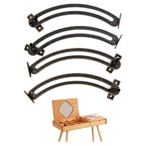 Hinge Support Lid Lift Support - 4 Pieces Vintage Curved and Adjustable Cupboard Door Hinge for Furniture, Wardrobe, Toy Box, Tatami, Blankets (1/5)