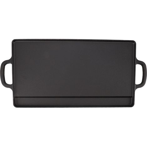 Plaque de cuisson double face en fonte, chauffe rapide et uniforme, réversible pour barbecue extérieur, compatible gaz et induction (1/5)