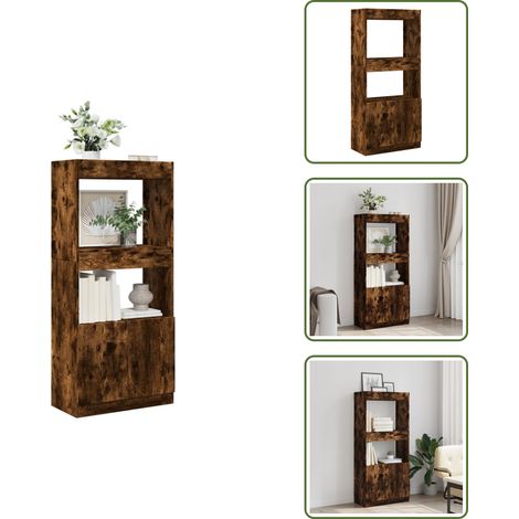 Highboard Räuchereiche 63x33x140 cm Holzwerkstoff - Highboard - Highboards - Bücherschrank - Bücherregal (1/5)
