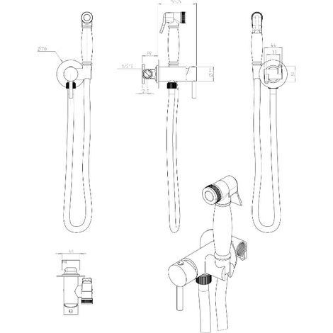 Ensemble de bidet encastrable avec mitigeur d'eau chaude et froide de couleur or EFFE Pollini D09181203DO  Or