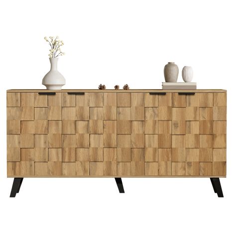 Moderner Sideboard mit 4 Türen, 160,5 x 35,5 x 78 cm – Praktisches Design für Wohnzimmer, Schlafzimmer und Esszimmer