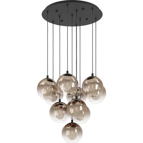 Lampadario Contemporaneo Ariscani 1 Acciaio Nero Rame 10 Luci E27 Ip20