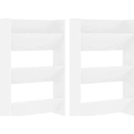 Set di 2 armadietti per scarpe da parete moderni 60 x 18 x 90 cm con 3 ripiani in agglomerato bianco 020047895