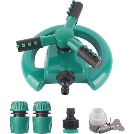 Arroseur de jardin rotatif à 360° avec 2 connecteurs d'eau à 4 voies + 1 connecteur standard 4/6 + 1 connecteur universel à 8 broches (1/5)