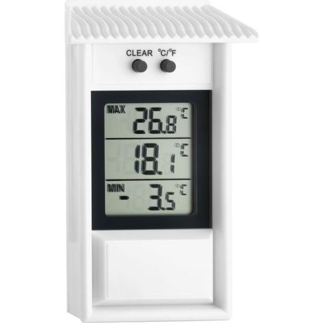 thermomètre numérique, 30.1053, résistant aux intempéries, utilisable à l'intérieur ou à l'extérieur, blanc (1/4)