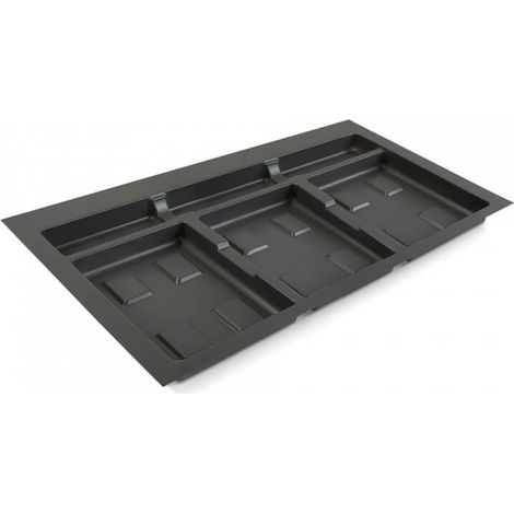 Emuca – Base para contenedores de cajón cocina recycle – 2 huecos – Módulo 600mm – Plástico gris antracita – Instalación sin herramientas