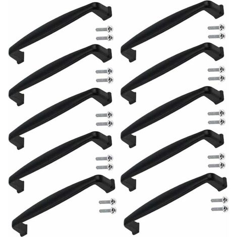 10 Pieces Zinc Alloy Modern Concrete Kitchen Cabinet Door Handles for Decorative Matte Black Concrete Cabinet Door Cupboard Cupboard Drawer Buffet Decoration with Screws - 128mm Center Distance (1/5)