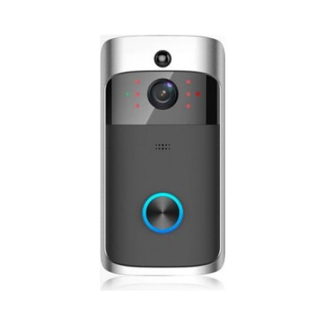 Sonnette vidéo sans fil avec détecteur de mouvement et Wi-Fi, argent et noir.-AquaForge (1/5)