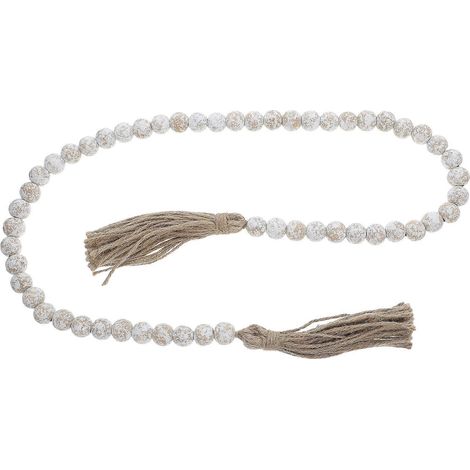 Guirlande de perles en bois rustique pour décoration, 3 pièces, faite main, style ferme, avec pompons. (1/5)