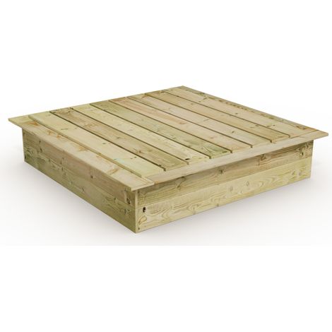Wickey – Bac à sable en bois 145 x 145 cm avec couvercle amovible – Rebord d’assise confortable – Résistant aux intempéries – Pour jardin