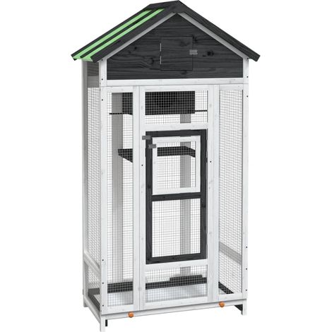 Casita para pájaros madera maciza pino gris 91,5x53x170 cm vidaXL