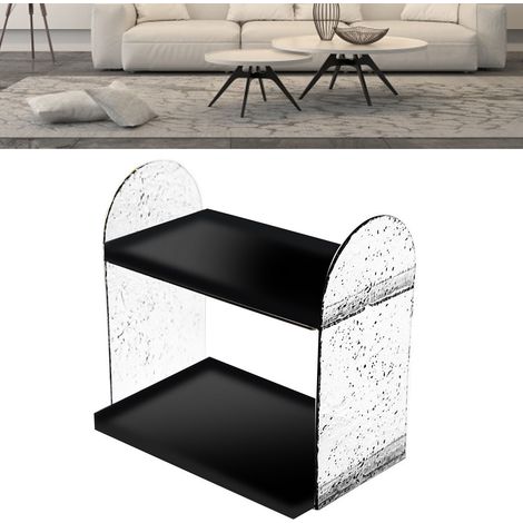 Organiseur de bureau à 2 niveaux, étagère de rangement double couche, transparent, support de bureau, porte-papeterie, cosmétiques, noir transparent (1/5)