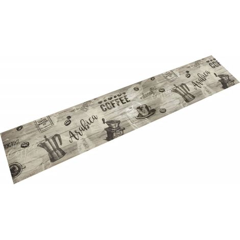 Alfombra de cocina lavable con elegante diseño estampado 300 x 60 cm antideslizante ambiente acogedor terciopelo gris 020056422 (1/5)