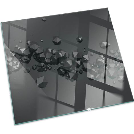 Plaque de protection de sol en verre trempé pour cheminée ou poêle à bois pare-feu contre les étincelles Nuage abstrait de solides Carrée 60x60 cm (1/5)