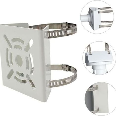 Soporte para mástil, soporte para cámara, soporte para poste de cámara con dos soportes ajustables de hasta 100 mm de diámetro, para montaje de cámara. (1/4)