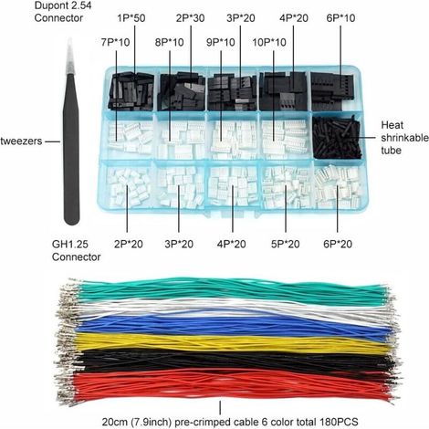 GH1.25 vers Kit de câbles et connecteurs pré-sertis compatible avec JST GH 1,25 mm pour Pixhawk4 Pixhawk 6C 6 x 20 cm Fil en silicone