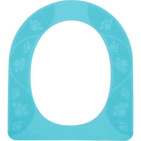 Housse de Siège de Toilette Lavable, Housse de Siège de Toilette en Silicone Réutilisable pour Salle de Bain (Bleu ciel) (1/5)
