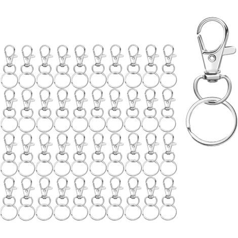 40Pcs Anneau Porte Clé Attache Porte Clé avec Chaîne Mousqueton Porte Clé Lot Crochet Porte Clef Kit Boucle Porte Clé Keychain pour Diy Bricolage Bijoux Support Perle Porte Clé Sacs Décor Argent (1/5)