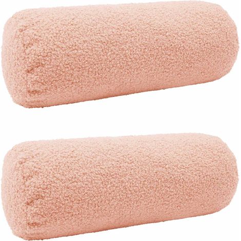 vidaXL Federa 2 pcs HEERLEN Rosa Ø 15 x 40 cm Bouclé (1/5)