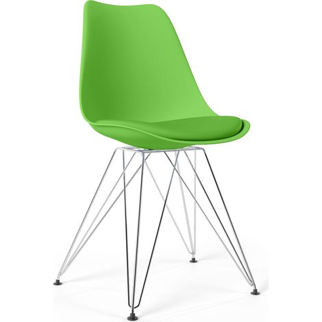 Esszimmerstuhl mit Kissen - Skandinavisches Design und Metall - Skögur Grün