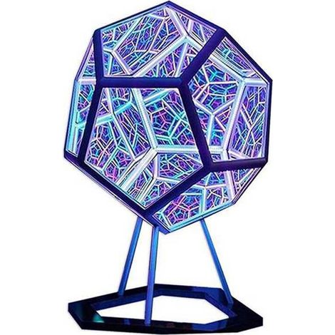 Lámpara de arte con forma de dodecaedro, lámpara LED de geometría fantástica con espacio, carga USB, regalos y decoraciones navideñas. (1/4)