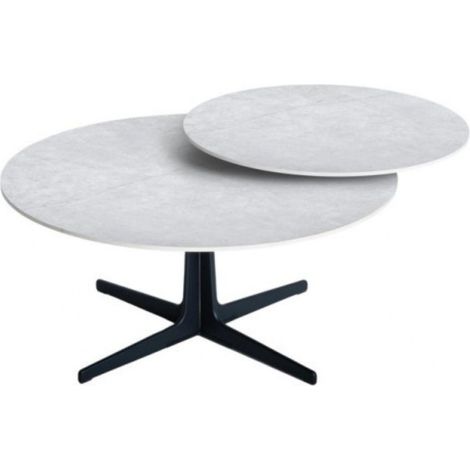 Table basse ronde avec plateau supérieur pivotant en céramique finition gris ardoise - SATELLIT