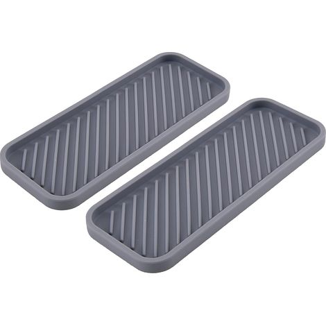 Lot de 2 porte-éponges en silicone pour évier, drainage rapide, antidérapants – gris (1/5)