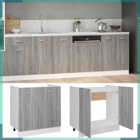 815565 Meuble sous-évier 'Lyon' Gris Sonoma 80 x 46 x 81,5 cm Bois d'ingénierie (1/5)
