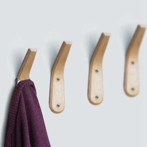 Lot de 2 patères murales en bois, style moderne et épuré, pour la maison (1/5)