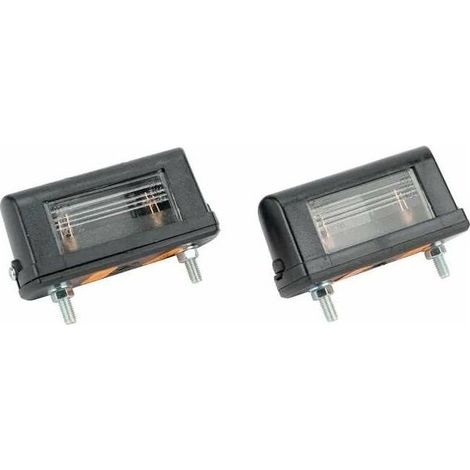 – Lot de 2 feux éclairage plaque immatriculation 12V 24V – Halogène blanc – Dimensions 30mm x 38,8mm x 85mm – IP68 pour remorque et camion (1/2)