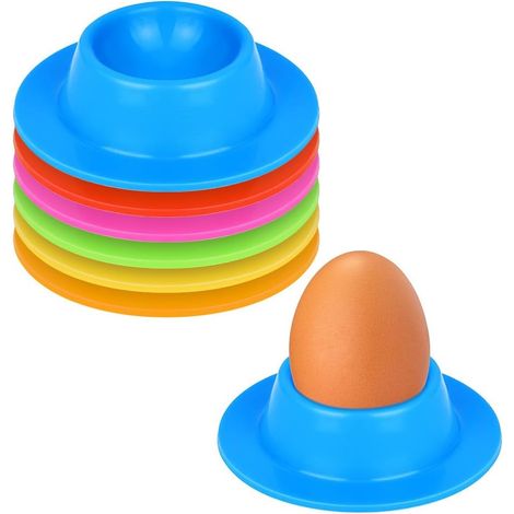 Lot de 6 Coquetiers, Silicone, Coloré, Empilables, Lavable, Résistant Chaleur, Petit Déjeuner (1/5)