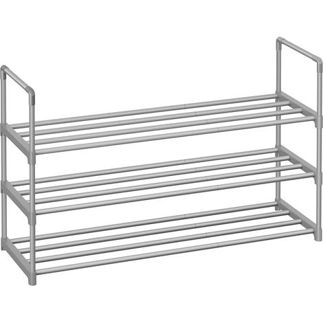 Étagère à chaussures design épuré 30 x 92 x 55 cm peu encombrante pour entrée salon chambre en métal gris (1/2)