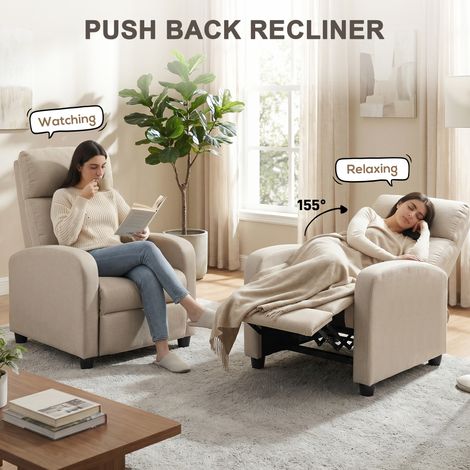 Relaxfauteuil inclinable avec repose-pieds extensible, ressorts ensachés, charge max 150 kg, beige (1/5)