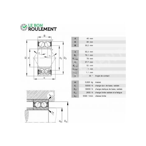 Roulement à billes 3209-BD-2HRS-TVH-FAG