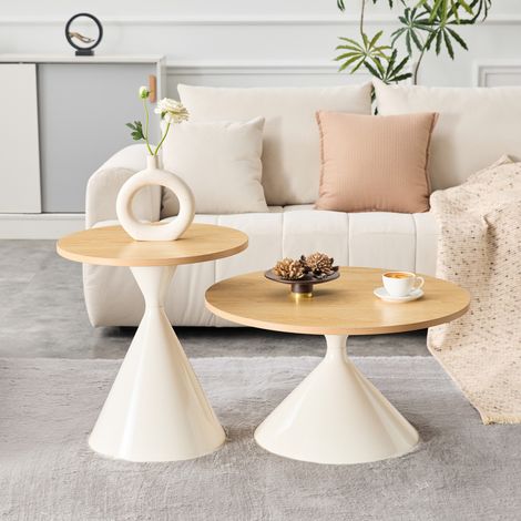 Mesas centro apilables juego de 2 para salón OKMYHOME (1/5)