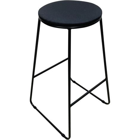 Dimo Sgabello Colby Seduta Rotonda in Tessuto Nero Gambe Nere (1/2)