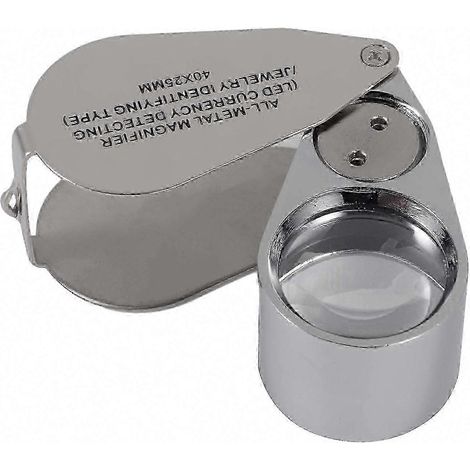 Loupe LED 40x pour pièces et timbres, loupe portative avec éclairage intégré, verre grossissant lumineux (1/5)