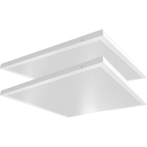LED Einbaustrahler flach LED Einbaupanel quadratisch Einbau Deckenstrahler LED Deckenleuchte weiß, Aluminium, 36W 4320lm Tageslichtweiß, LxBxH 59,5x59,5x3,3 cm, 2er Set