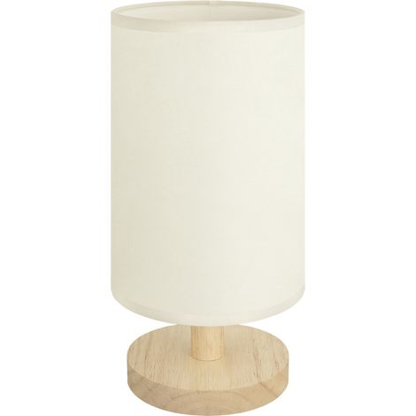 Lámpara de mesa moderna de madera Struhm, casquillo E14, pantalla beige, 1 unidad. (1/2)