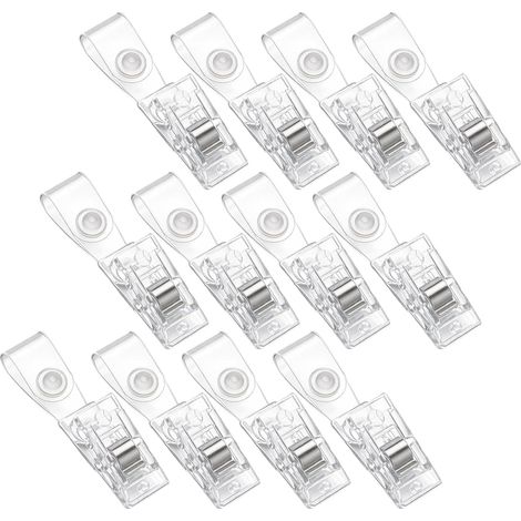 Paquete de 12 clips transparentes para bandera de jardín, soporte para bandera de jardín, clips de fijación para bandera de jardín resistentes al viento, clips para bandera pequeños, accesorios para v (1/5)