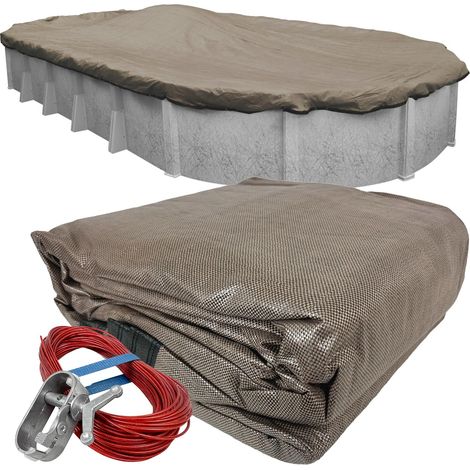 Bâche d'hiver Mesh XL Taupe pour Piscine Hors Sol Ovale 431632-4 16 x 32 (1/5)
